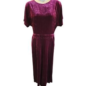Boden Jumpsuit 6 Maroon Aston Romper Velvet Velour Silk Blend Wide Leg pockets